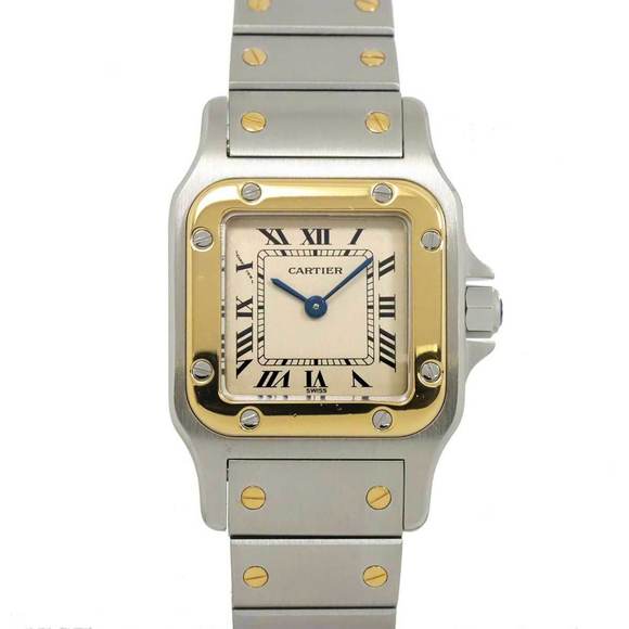 Cartier Santos Galbee SM W20012C4 combination ladies watch ivory yellow gold ... - Picture 1 of 8